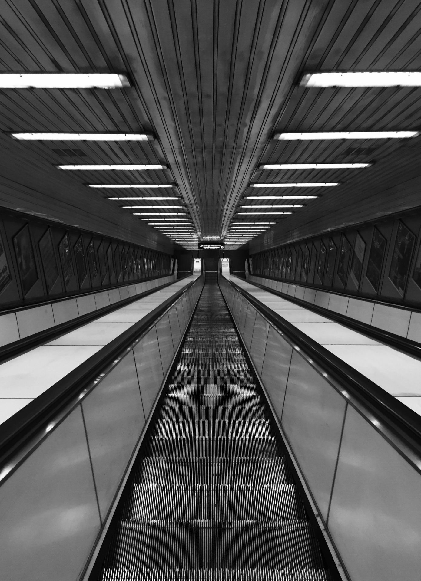 gray empty escalator